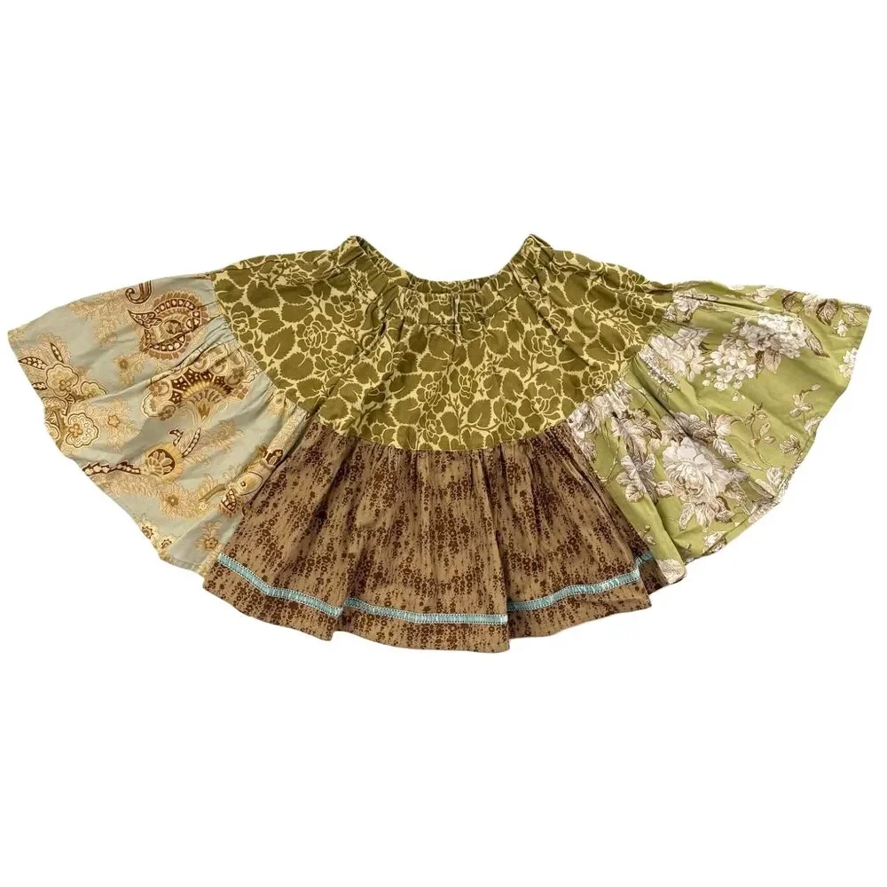 Vintage Matilda Jane girls skirt 6 8 10 Molly The Envy Westside tan green floral
